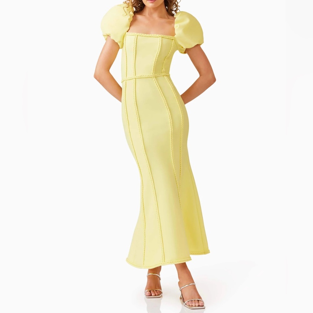 Elliatt Yellow Maxi Dress with Puff Sleeves